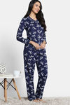 Zivame 2 Mile Fashion Knit Cotton Pyjama Set - Medieval Blue — thumbnail 3